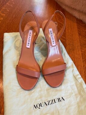 Aquazzura Dusty Pink Slingback Leather Heels